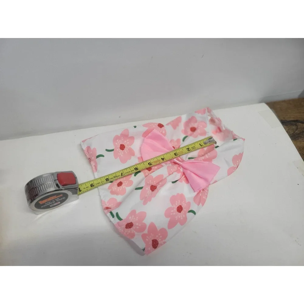 Floral Dog or cat Dress With Pink Bow Pet Apparel Small‎ Size